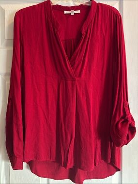 Daniel Rainn Crimson V-Neck Long Sleeve Tunic